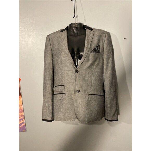 Edge‎ For WDNY Womens Blazer Size Large Gray Black 2 Button - Picture 4 of 6